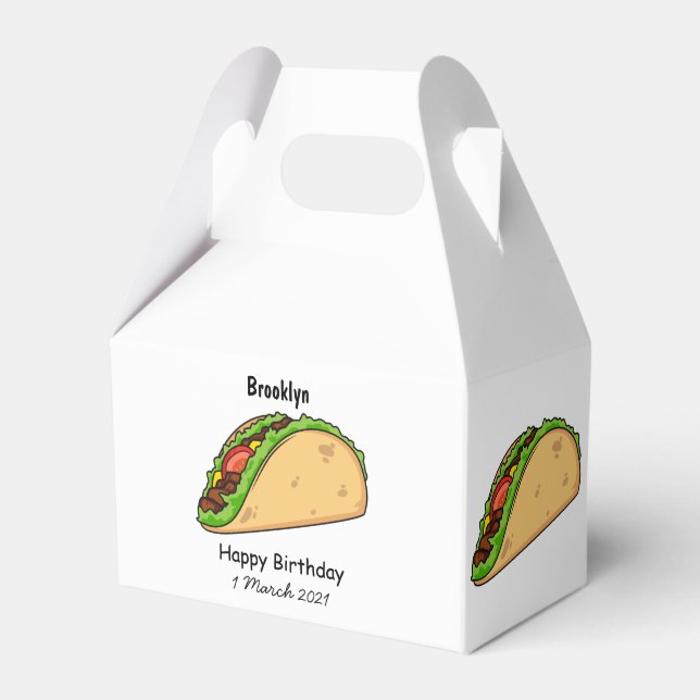 Taco cartoon illustration favor boxes (Front Side)