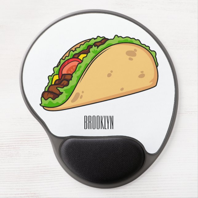 Taco cartoon illustration gel mouse pad (Front)