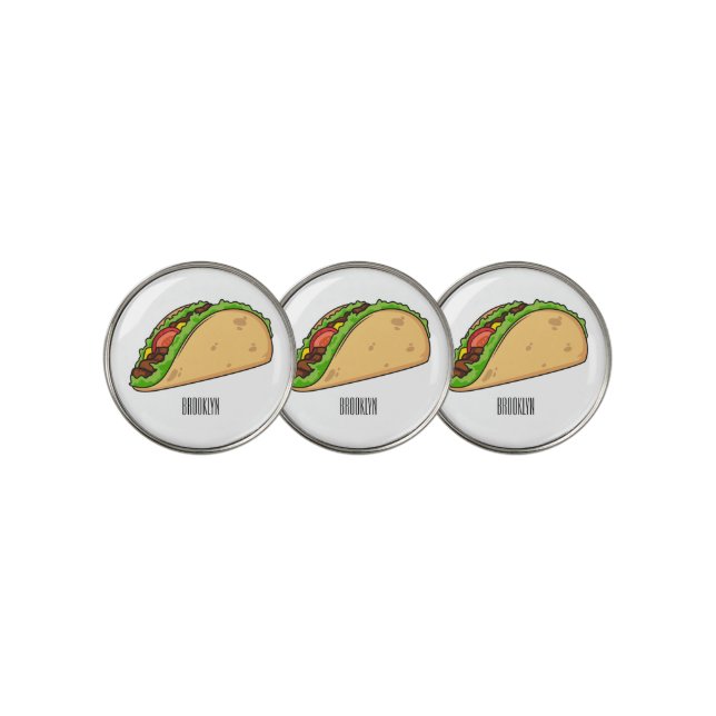 Taco cartoon illustration  golf ball marker (3 Up)