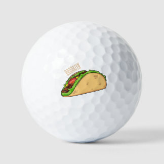 Taco cartoon illustration golf balls