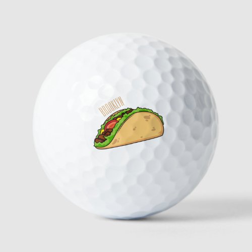Taco cartoon illustration golf balls