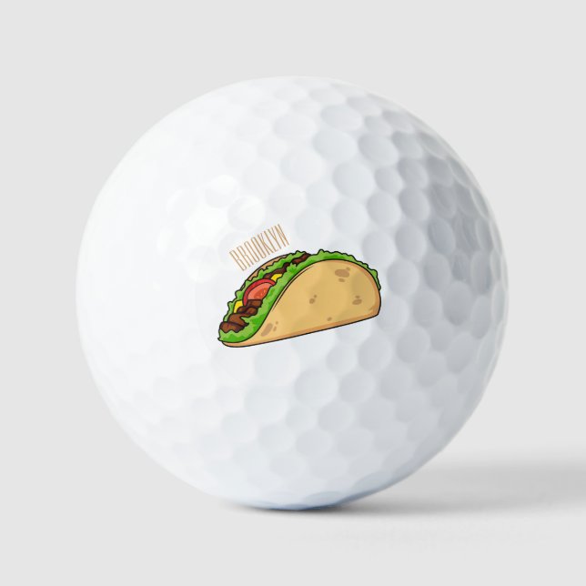 Taco cartoon illustration  golf balls (Front)