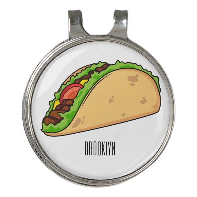 Taco cartoon illustration  golf hat clip (Front)