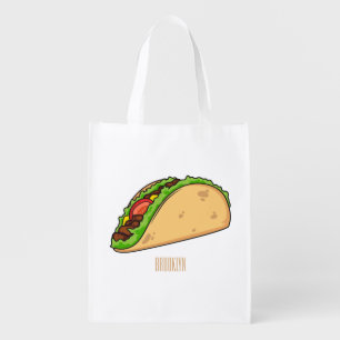 Taco cartoon illustration grocery bag
