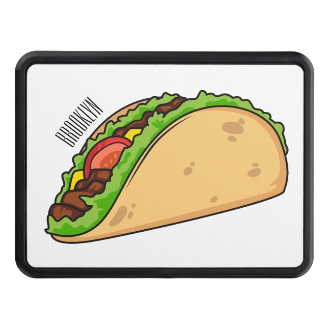Taco cartoon illustration hitch cover (Front)