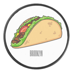Taco cartoon illustration hockey puck