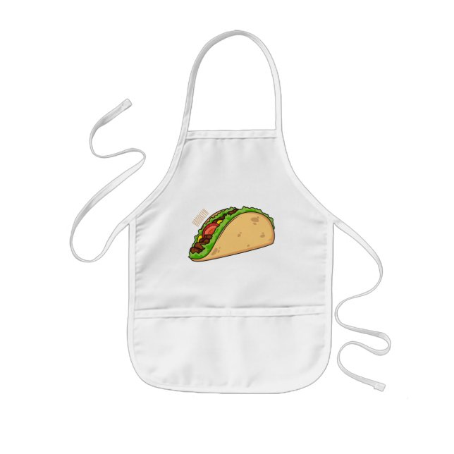 Taco cartoon illustration  kids' apron (Front)