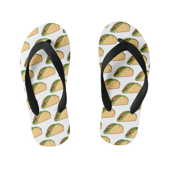 Taco cartoon illustration  kid's flip flops (Footbed)