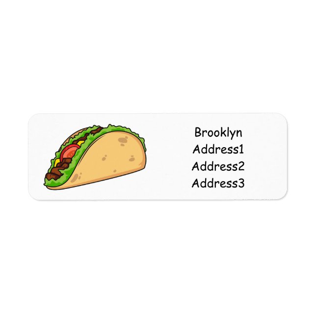 Taco cartoon illustration label (Front)