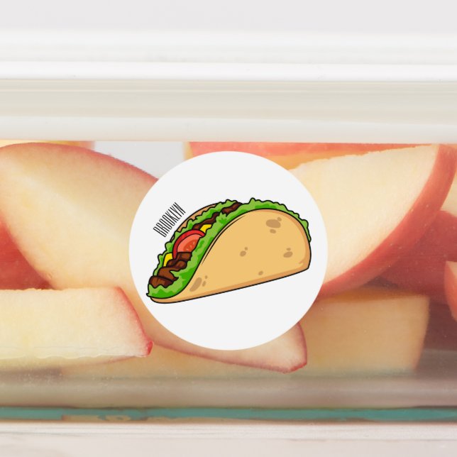 Taco cartoon illustration  labels (Affixed)