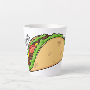 Taco cartoon illustration latte mug