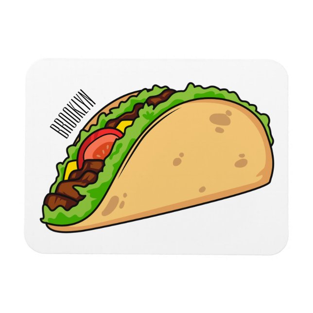 Taco cartoon illustration magnet (Horizontal)