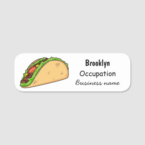 Taco cartoon illustration name tag