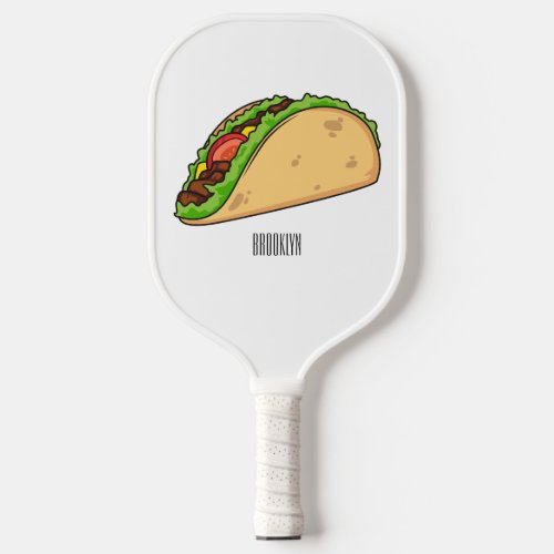 Taco cartoon illustration pickleball paddle