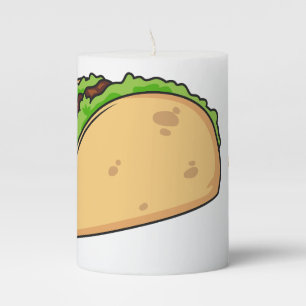 Taco cartoon illustration pillar candle