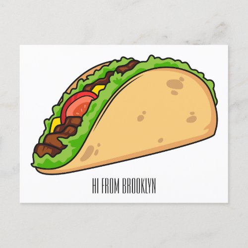 Taco cartoon illustration postcard