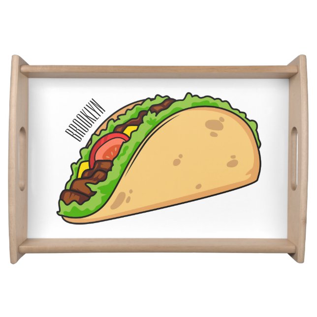 Taco cartoon illustration  serving tray (Front)