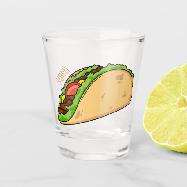 Taco cartoon illustration shot glass (Front)