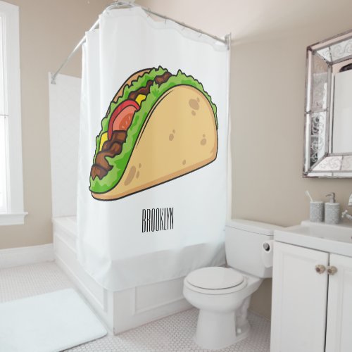Taco cartoon illustration shower curtain