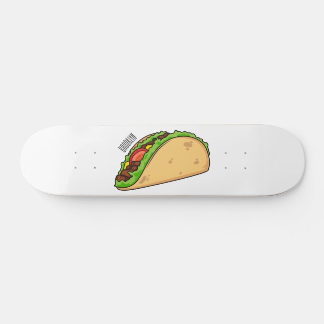 Taco cartoon illustration  skateboard (Horz)