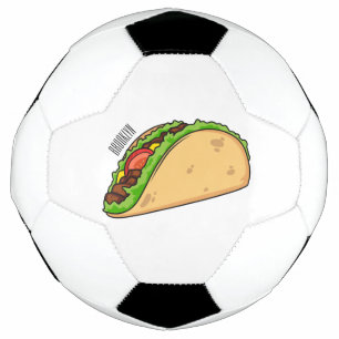 Taco cartoon illustration soccer ball