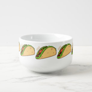 Taco cartoon illustration soup mug