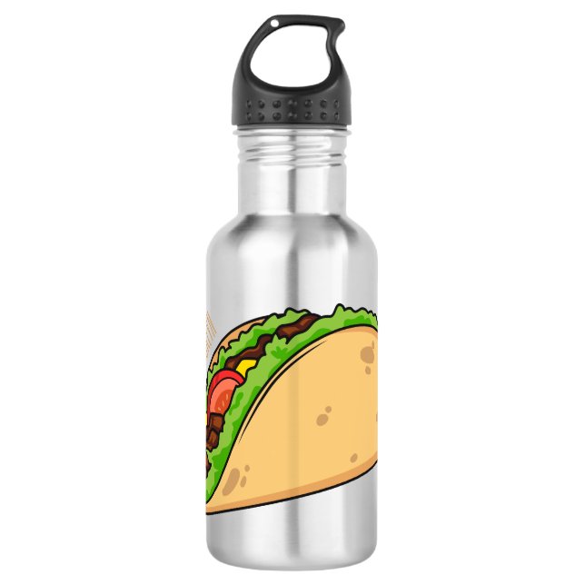 Taco cartoon illustration stainless steel water bottle (Front)