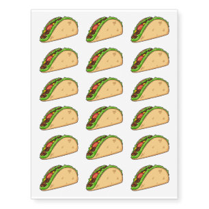 Taco cartoon illustration temporary tattoos