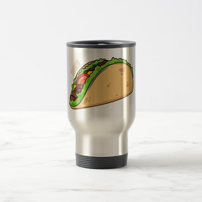 Taco cartoon illustration travel mug (Center)