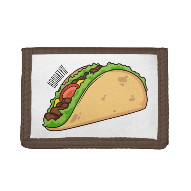 Taco cartoon illustration  trifold wallet (Front)