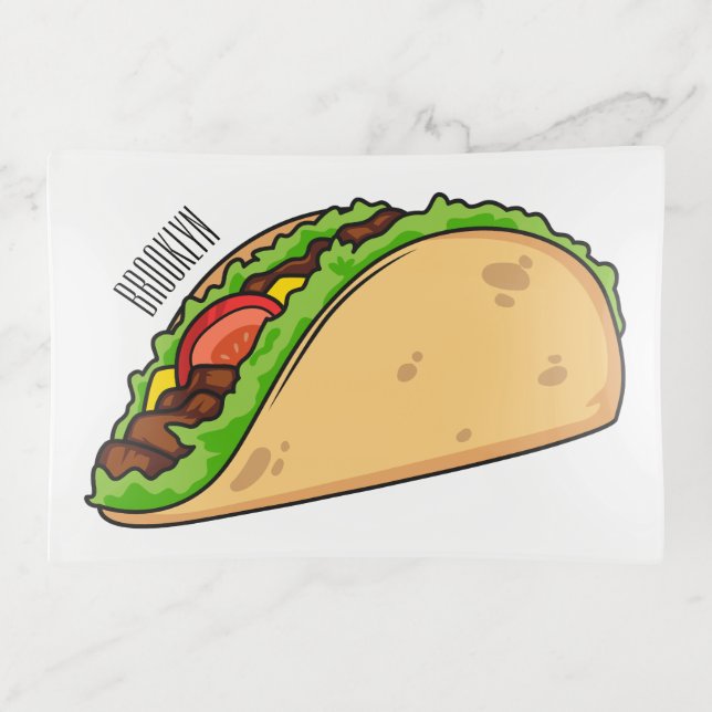 Taco cartoon illustration  trinket tray (Front)