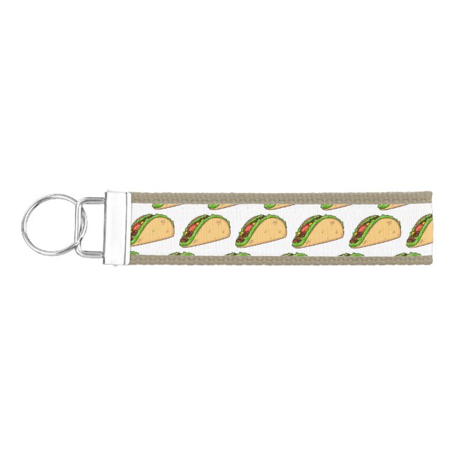 Taco cartoon illustration  wrist keychain (Keys on Left)