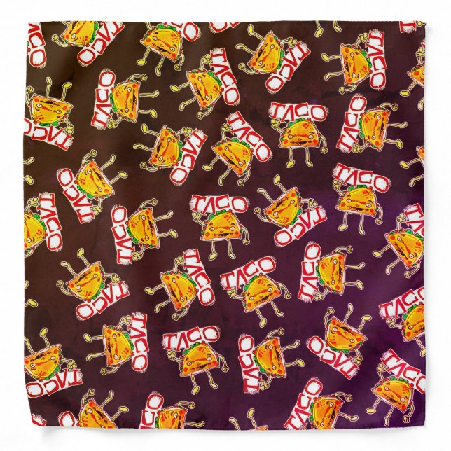 taco cartoon style funny illustration bandana (Front)