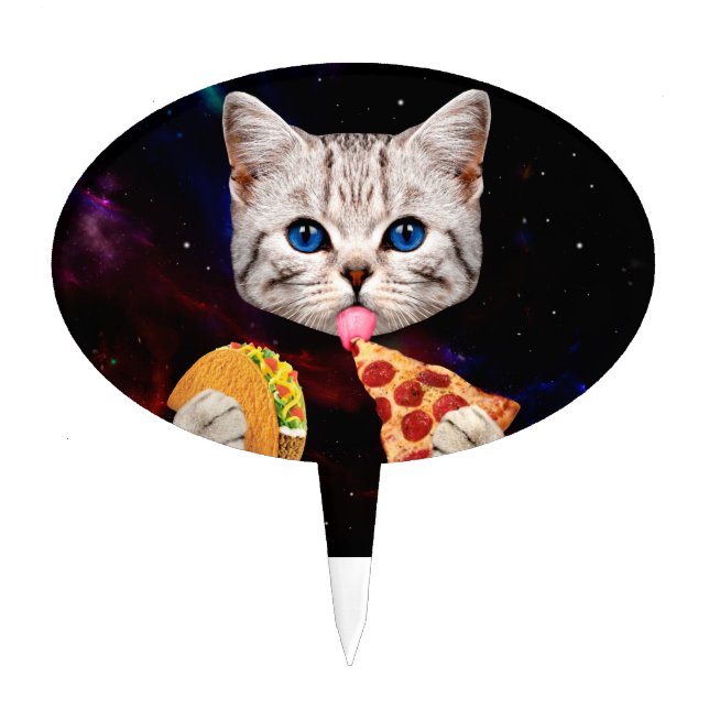 Taco, Cat and pizza Cake Topper (Front)
