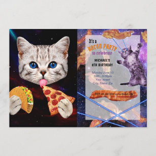 Taco, Cat and pizza Invitation