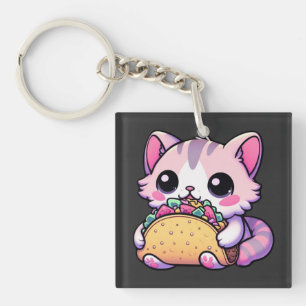 Taco Cat Delight - kawaii, tacos, cats, cute Keychain