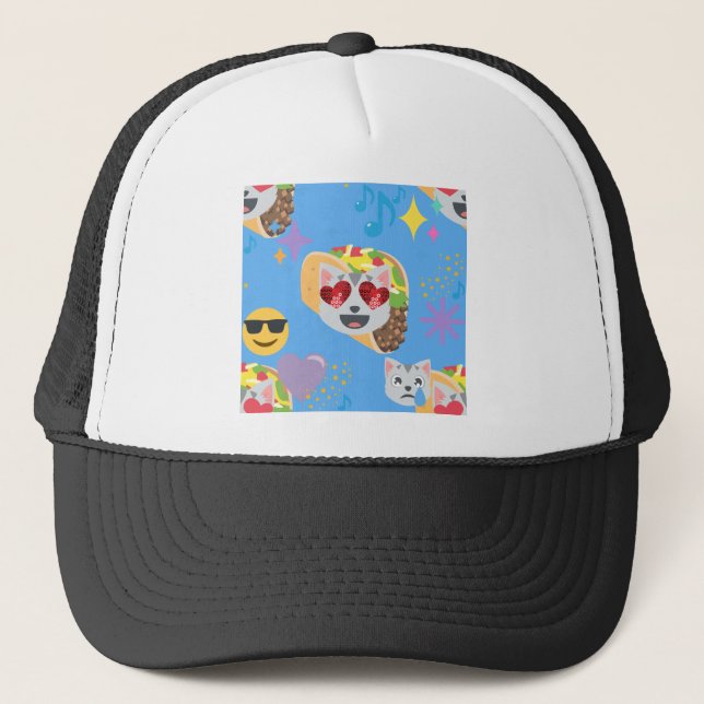 taco cat emoji trucker hat (Front)