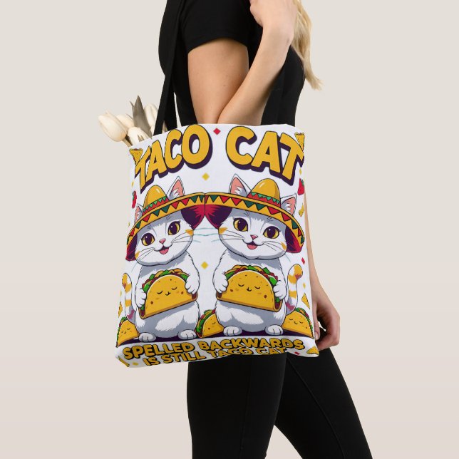 Taco Cat Fiesta Kawaii Cute Cinco de Mayo Chibi Tote Bag (Close Up)