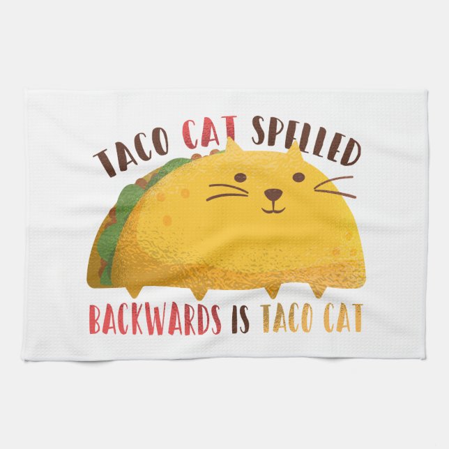 Taco Cat Palindrome Kitchen Towel (Horizontal)