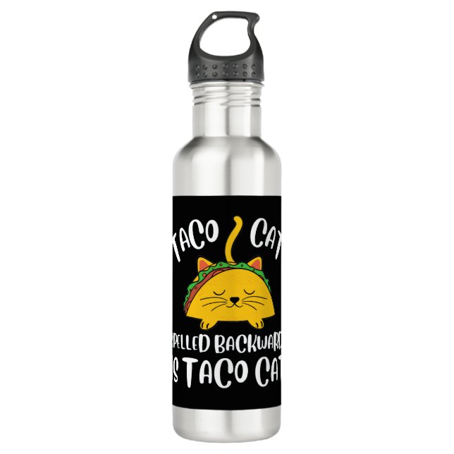 Taco Cat Stainless Steel Water Bottle (Front)