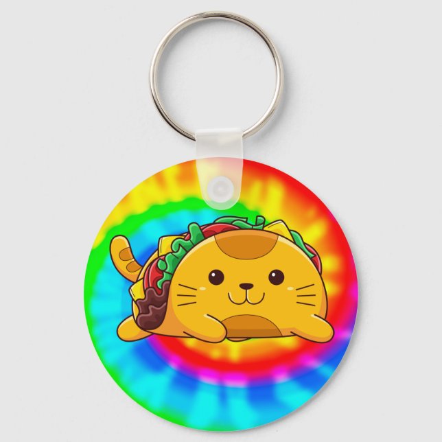 Taco Cat | Tie Dye Keychain (Front)