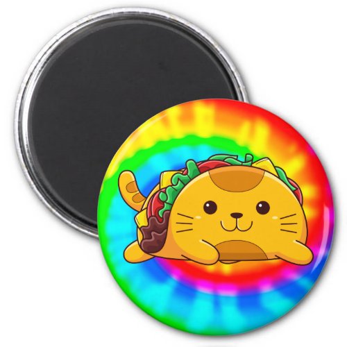 Taco Cat  Tie Dye Magnet