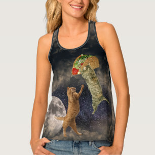 Taco Cats & Moon & Universe Racerback Tank Top