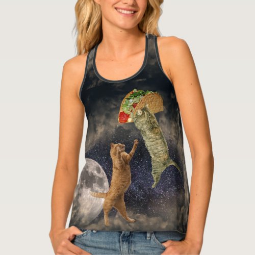 Taco Cats  Moon  Universe Racerback Tank Top