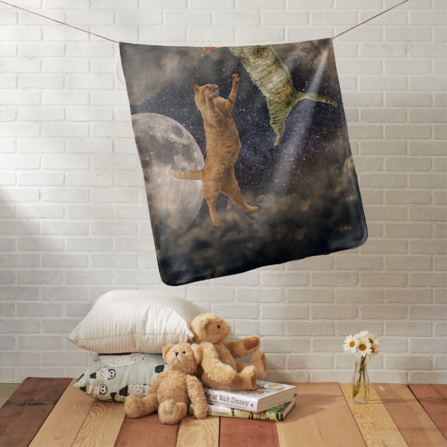 Taco Cats with Moon & Universe Baby Blanket (In Situ)
