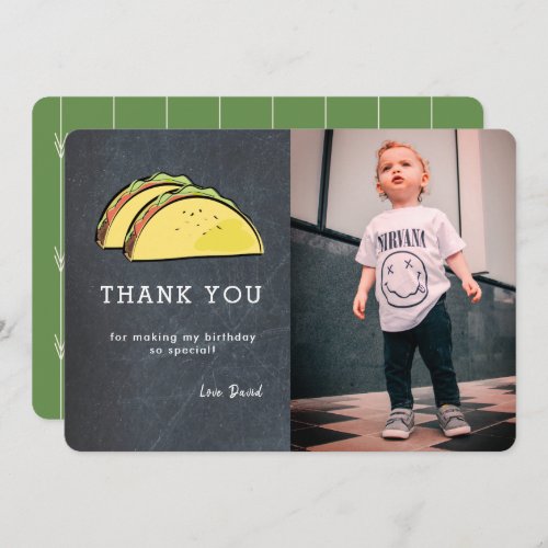 Taco Chalkboard Photo Birthday Thank You Card