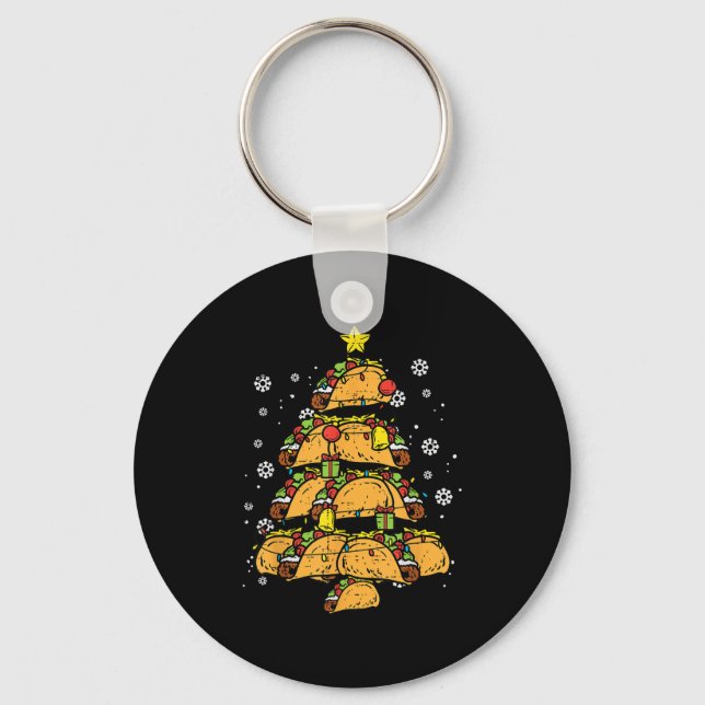 Taco Christmas Tree Xmas Mexican Food  Keychain (Front)