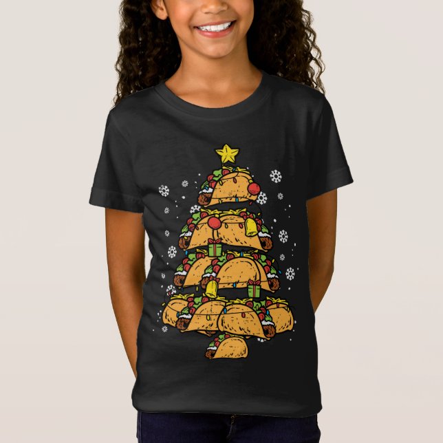 Taco Christmas Tree Xmas Pajamas PJs Mexican Food T-Shirt (Front)