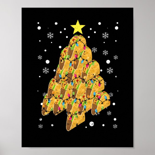 Taco Christmas Tree Xmas PJ Tacos Mexican Poster (Front)