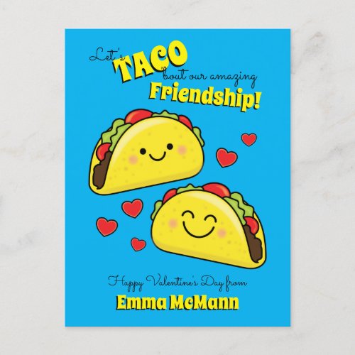Taco Cute Kids Classroom Valentine Friendship Card